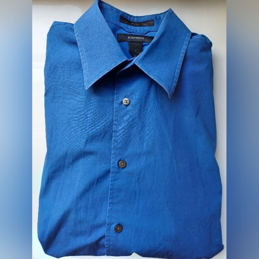 Express Mens button up collared shirt blue size Large
